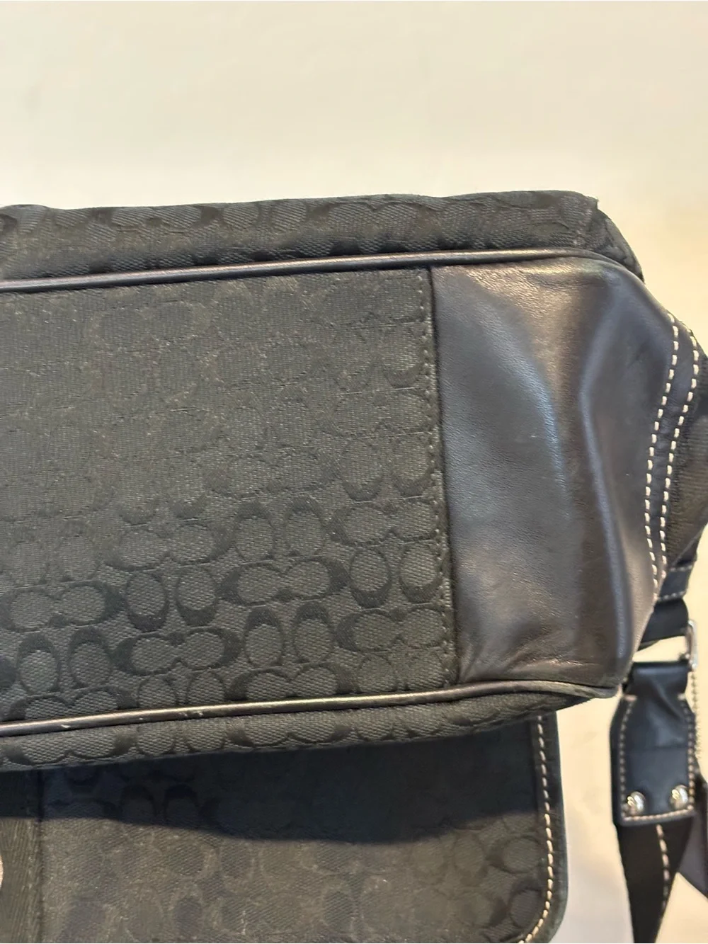 Coach Black Voyager Monogram Canvas Crossbody Messenger Bag
